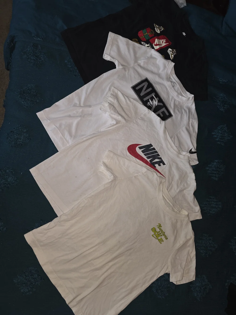 Nike Kids White & Black Logo Tee Bundle with Red Accent